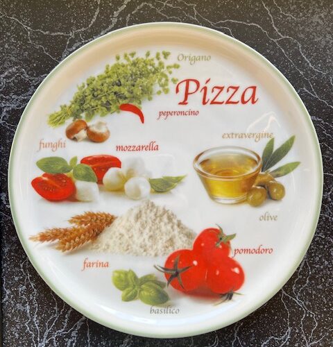 Saturnia Porcelain Pizza Plate - "Ingredients"