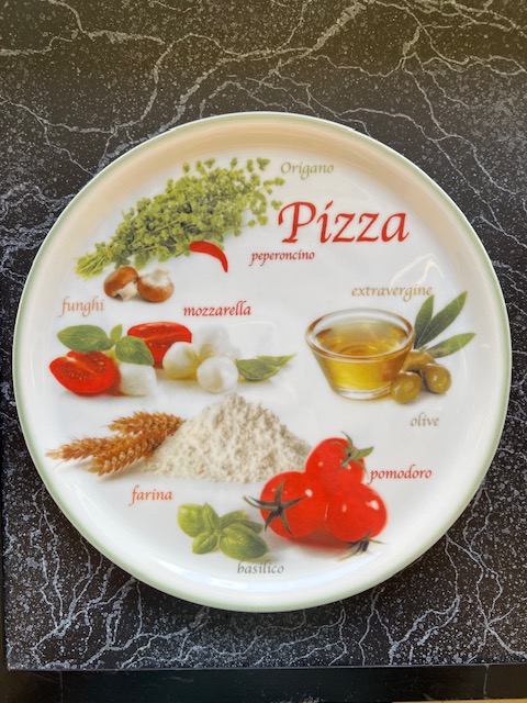 Saturnia Porcelain Pizza Plate - "Ingredients"